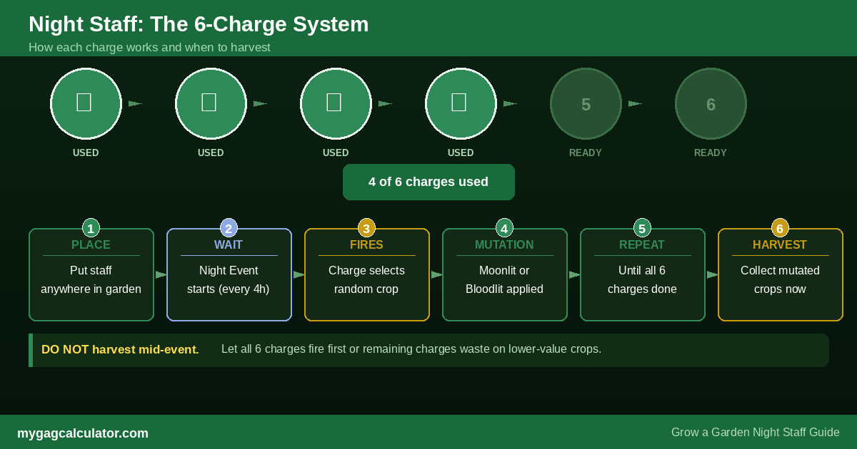 Night staff charge system 6-step flow diagram
