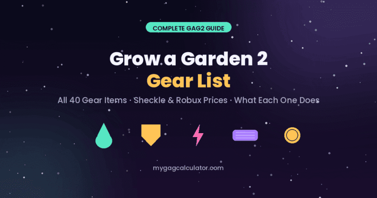 Grow a Garden 2 Gear List: All Prices & Effects (2026)