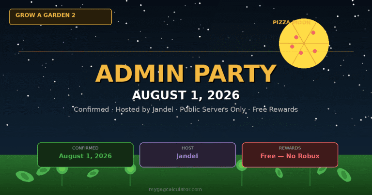 Grow a Garden 2 Admin Party August 1: Harvest Update, Confirmed Details and Prep
