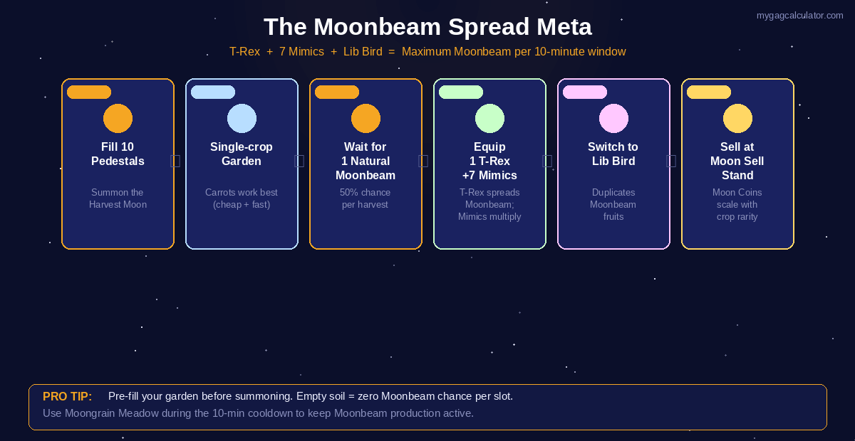 Moonbeam spread meta strategy in Grow a Garden