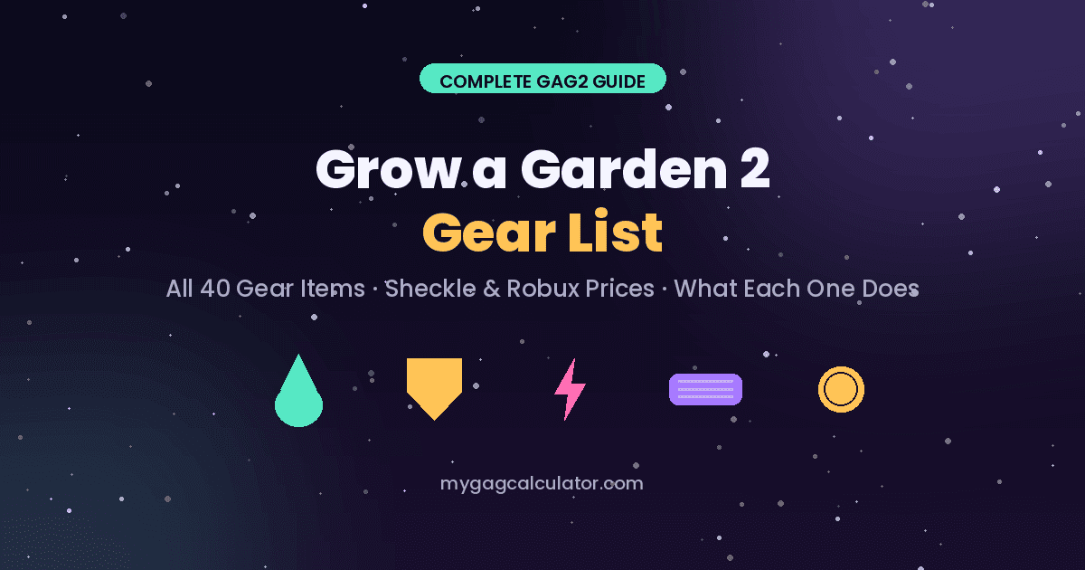 Grow a Garden 2 gear list
